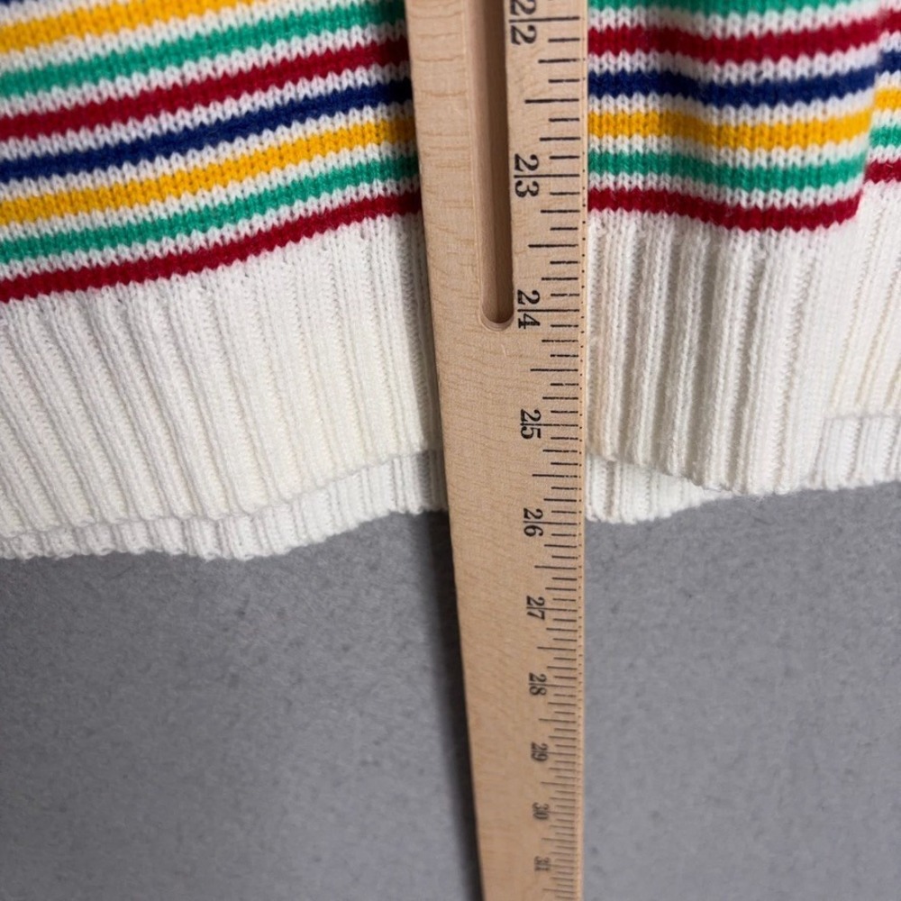 ModCloth Hoodie Sweater Womens Large White Multi Stripe Fair Isle Retro Boho - Picture 6 of 7